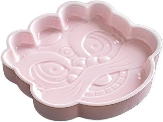 Sauce Dish Vintage Chinese Dim Sum Plate Ceramic Personalized Embossed Zen Dessert Bowl Dipping Dish Snack Plate Snack Plate(Pink)