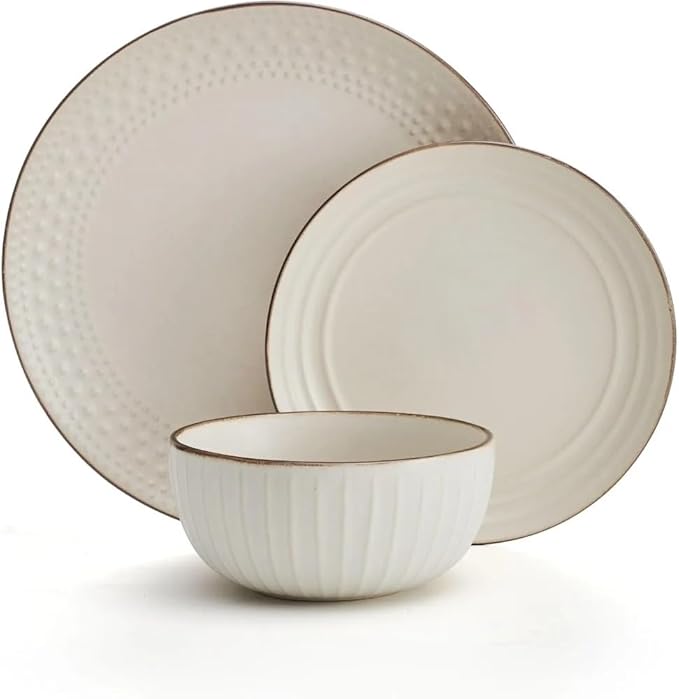 Cream Dish Kitchen Tableware Set of Plates 12 Piece Dinnerware Set Ceramic Dishes to Eat Plate Dinner Sets