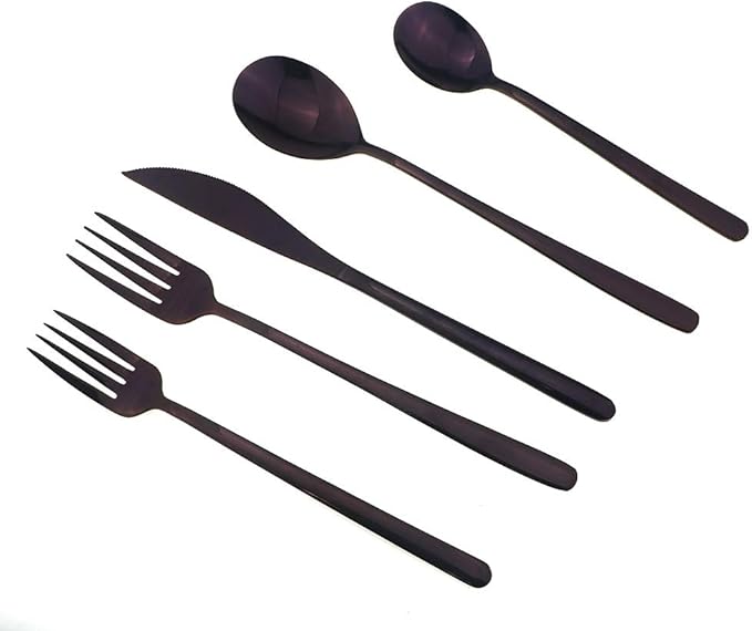 JASHII Mirror Polished Purple 20-Piece SUS304 Stainless Steel Flatware Set,Silverware Set Dinner Knife Fork Spoon Dessert Fork Salad Spoon Service for 4
