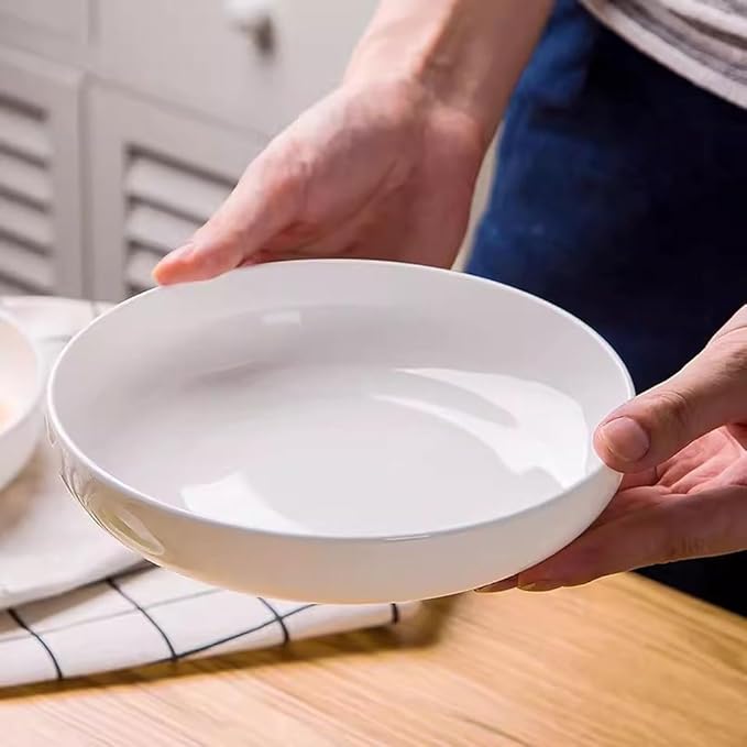 SONGCHAO Party Supplies Household Round Dish Plate Ceramic Soup Plate Dinner Plate Simple Creative Bone China Dish Plate Deep Dish Party Plates (Size : Medium)