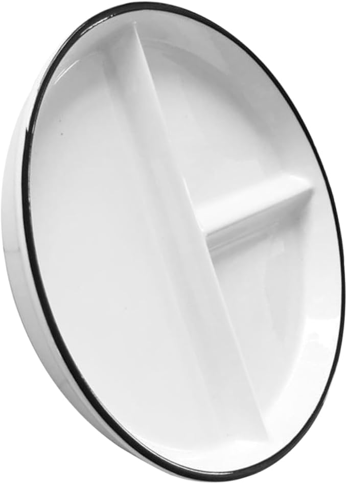 Ceramic Divided Plate with Compartments Black Rim Multifunctional Food Dish for Elderly and Home Use Microwave Dishwasher Safe Portion Plate for Appetizers Desserts Sandwiches and