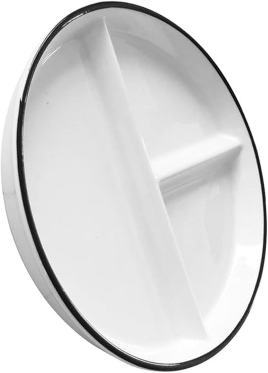 Ceramic Divided Plate with Compartments Black Rim Multifunctional Food Dish for Elderly and Home Use Microwave Dishwasher Safe Portion Plate for Appetizers Desserts Sandwiches and
