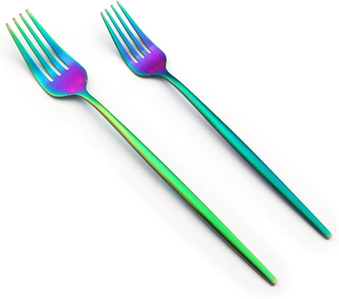 Matte Rainbow Silverware Set, Uniturcky Satin Finish 20-Piece 18/10 Stainless Steel Flatware Set Knife Fork Spoon, Tableware Cutlery Sets Service For 4,Utensils For Kitchens Camping And Party