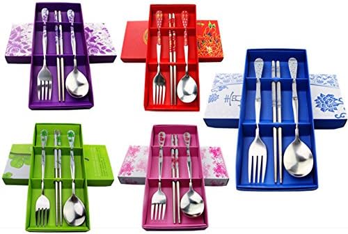 Stainless Steel Teaspoons Dinner Spoon Fork Chopsticks 5 Boxes Spoons Forks Flatware Serving Sets，