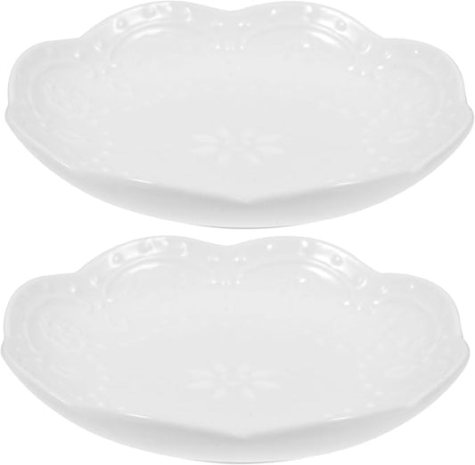 Healifty 2Pcs Floral Butterfly Embossed Ceramic Sauce Plates Dipping Dish for Appetizers Convenient Serving Bowl for Snacks and Fruits Stain Resistant
