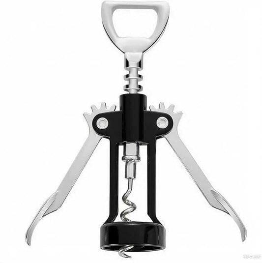 Wine Opener,Multifunctional Bottles Opener Zinc Alloy Corkscrew Wine Opener with Ergonomic Wing Handle (Black)