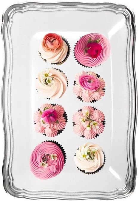 's Aristocrat Collections:13 X 9 inches Rectangular Serving Trays White & Silver Border: BPA Free for All Occasions: 12CT