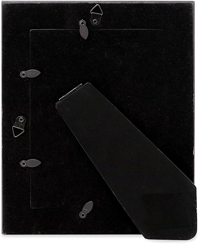Isaac Jacobs 5x7 Black w/White (Vertical & Horizontal) Double Border Picture Frame w/Black Fabric Easel, Wall-Mountable, Made for Tabletop & Gallery, Home or Office (5x7, Black W/White)