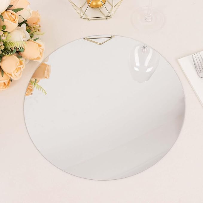 Efavormart 10 Pack Silver Mirror Plastic Charger Plates for Table Setting, 13" Lightweight Round Decorative Dining Plate Chargers