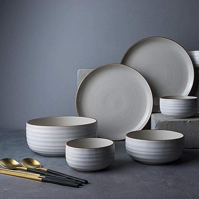 Elegant Dinner Plates,Dishes Plate Bowl Set,11 Pieces White Round Porcelain Tableware Ceramic Dinner Set for 2-3 People