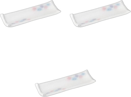 Setomonohonpo Set of 3, Fresh Snow Tri Color Blowing Dish [10.0 x 3.5 x 1.2 inches (25.5 x 9 x 3 cm) | Appetizer Plate Porcelain