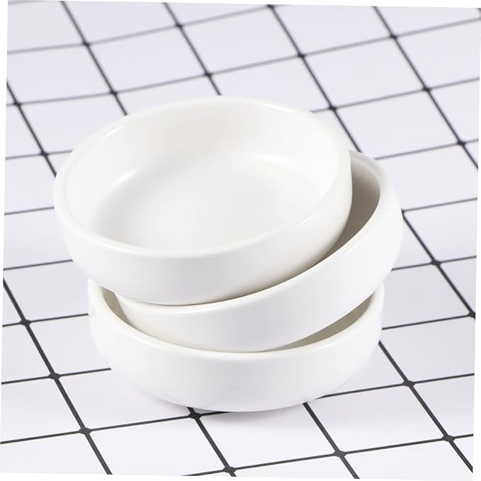 Cabilock 3pcs Ceramic Sauce Dish Matte White Stylish Seasoning Plates for Condiments Dipping Appetizers Snacks Versatile for Home and Restaurant Use