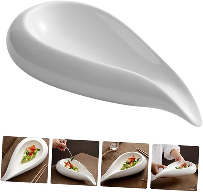 OUNONA Ceramic Appetizer Serving Plate Irregular Food Dish for Cold Foods Nuts and Seasonal Delights Dishwasher Safe for Home and Restaurant Use