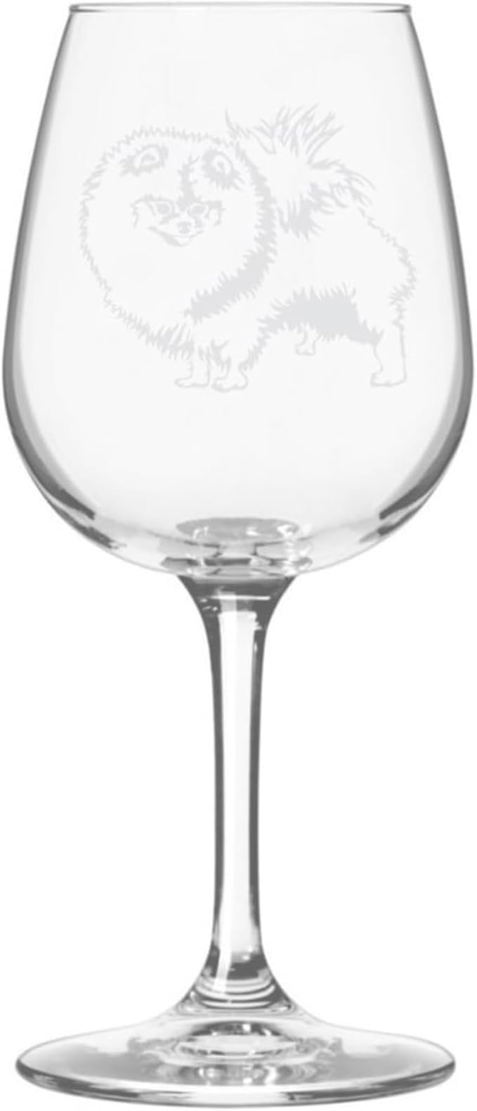 Etched Laser Art Personalized Dog Themed Etched Wine Glass - Custom Dog Breed Wine Glasses, Ideal for Pet Lovers, Unique Birthday Gift for Men & Women, Personalized Gift - Pomeranian, 12.75 oz