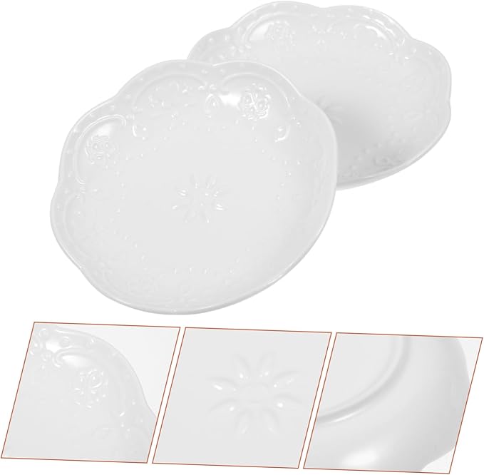 GLEAVI 2sets Ceramic Dipping Dishes Elegant Seasoning Plates for Sauces Appetizers and Desserts Stackable Design for Home Parties Weddings and Celebrations 2pcs*2