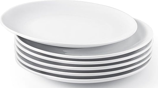 6PCS Ceramic Appetizer Plates, 8 Inch White Ceramic Plate, Round Porcelain Serving Plates, Microwave Dishwasher Safe, Porcelain Salad Plate Small Dinner Plates for Appetizers Dessert Salad