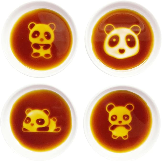 Mathew 4pcs Panda Relief Ceramic Sauce Dish Seasoning Dish Sushi Dipping Bowl Appetizer Plate