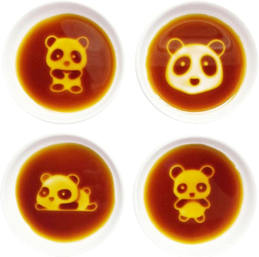 Mathew 4pcs Panda Relief Ceramic Sauce Dish Seasoning Dish Sushi Dipping Bowl Appetizer Plate