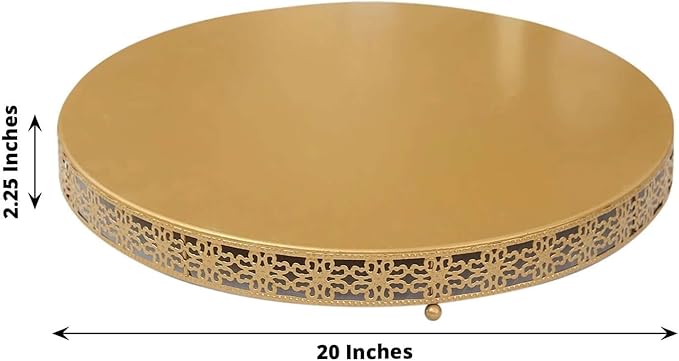 Efavormart Gold Metal Fleur De Lis Round Pedestal Cake Stands, Cupcake Dessert Display Stand Table Centerpiece - 20"