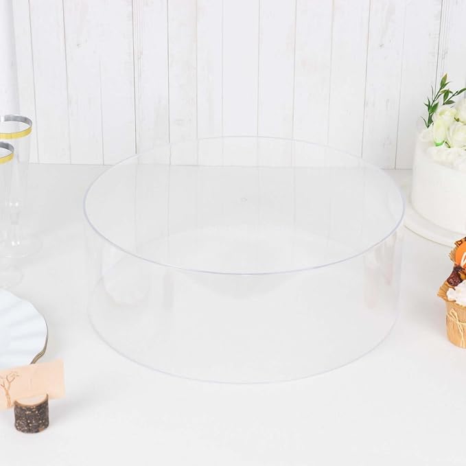 Efavormart 14" Round Clear Acrylic Cake Stand, Transparent Fillable Display Box, Pedestal Riser with Hollow Bottom