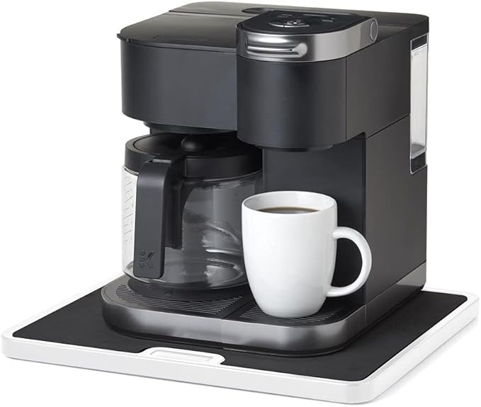 Nifty Large Appliance Rolling Tray - White, Home Kitchen Counter Organizer, Integrated Rolling System, Non-Slip Pad Top for Coffee Maker, Stand Mixer, Blender, Toaster