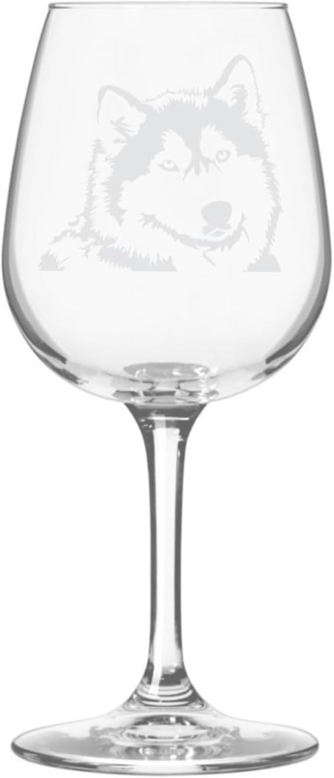 Etched Laser Art Alaskan Malamute Personalized Dog Themed Etched 12.75oz Wine Glass Custom Dog Breed Wine Glasses, Ideal for Pet Lovers, Unique Birthday Gift for Men & Women, Personalized Gift