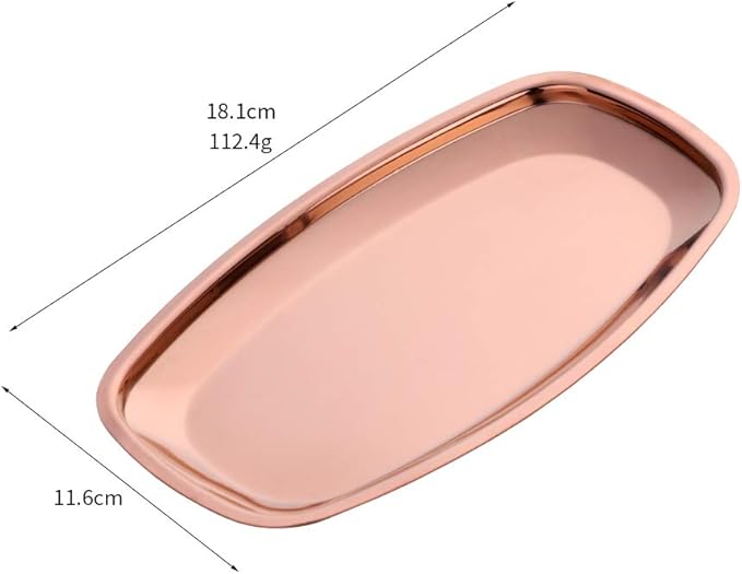 Buyer star Rose Gold 2PCS 7.12inch Stainless Steel Square Tray Fruit Trays Storage Tray Dish Plate Cosmetics Jewelry Decorative Organizer