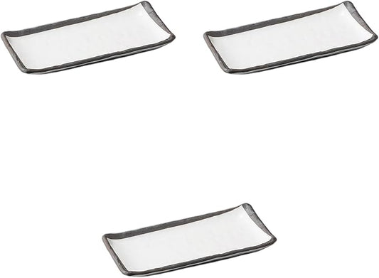 Setomonohonpo Set of 3 Momoyama 7.0 Serving Plate [8.7 x 4.0 x 1.0 inches (22 x 10.2 x 2.5 cm)] | Appetizer Plate Porcelain