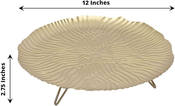 Efavormart 12" Gold Wavy Hairpin Leg Metal Serving Tray Dessert Display, Pedestal Wedding Cake Cupcake Stand Centerpiece