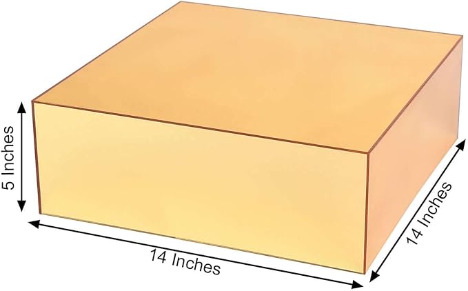 Efavormart 14"x14" | Gold Acrylic Cake Box Stand, Mirror Finish Display Box Pedestal Riser with Hollow Bottom