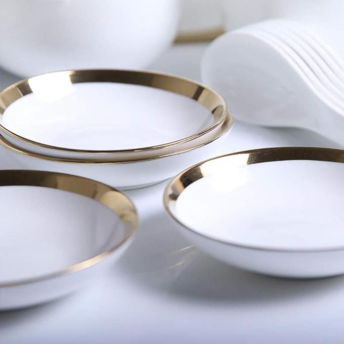 Porcelain Square Dinner Plate Set Dish/Plate/Bowl Set, 10 Piece White Porcelain Phnom Pen Dinnerware Sety Ceramic Tableware Set(