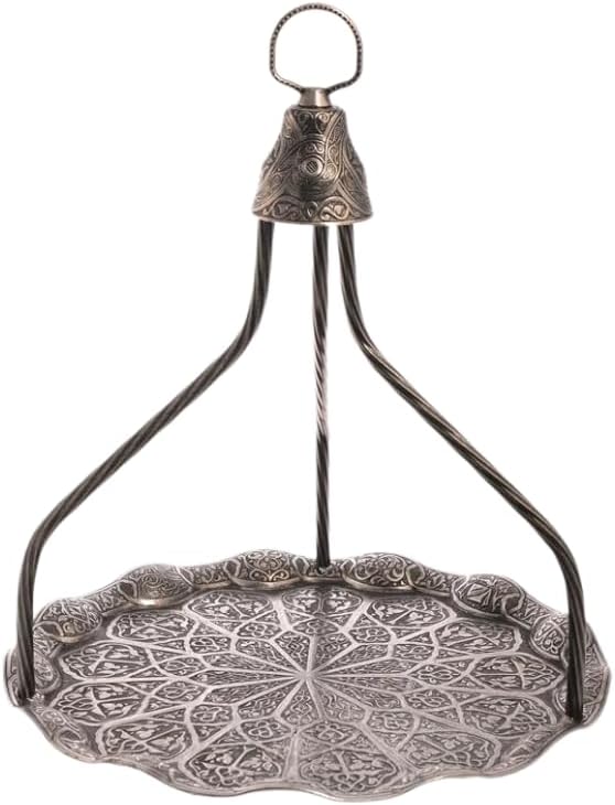 Round Waved Decorative Hanging Tray for Wall Art Display, Rustic Kitchen Wall Decor (Silver)