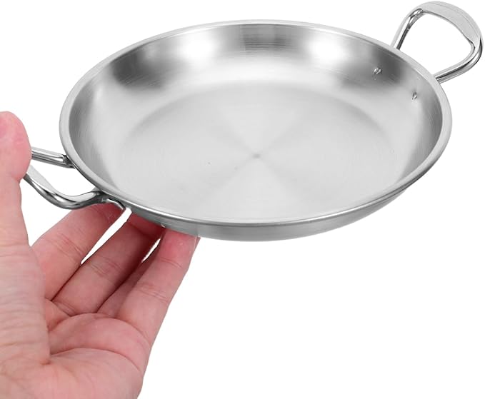 STOBAZA Stainless Steel Serving Tray with Double Handles 7.16X5.59 Inch Multipurpose Seafood Plate for Fried Chicken Snacks Home Kitchen Restaurant