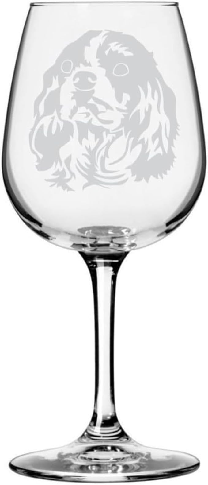 Etched Laser Art Cavalier King Charles Spaniel Personalized Dog Themed Etched 12.75oz Wine Glass Custom Dog Breed Wine Glasses for Pet Lovers, Personalized Birthday Gift for Men & Women