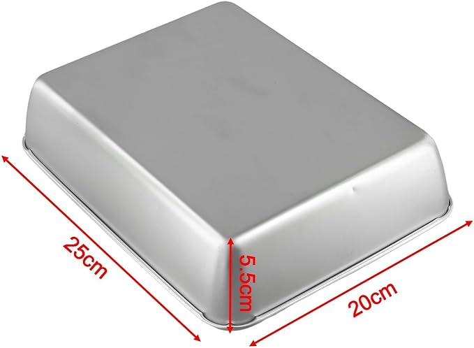Stainless Steel Serving Tray with Deep Edges, Rectangular Food Platter for Kitchen, Camping, Picnics, School Cafeteria, Dishwasher Safe, Silver(25 * 20 * 5.5)