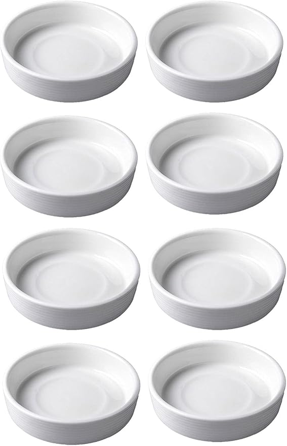 8pcs White Ceramic Seasoning Dishes Appetizer Plates,3 Inches