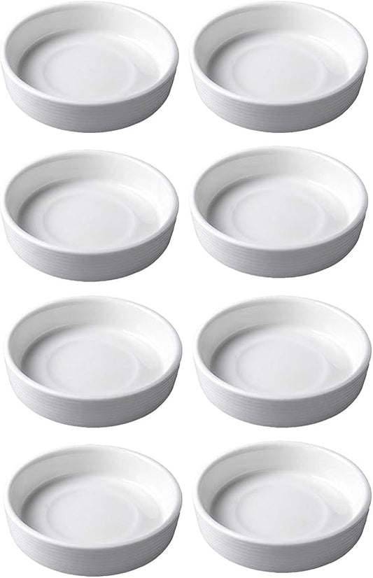 8pcs White Ceramic Seasoning Dishes Appetizer Plates,3 Inches