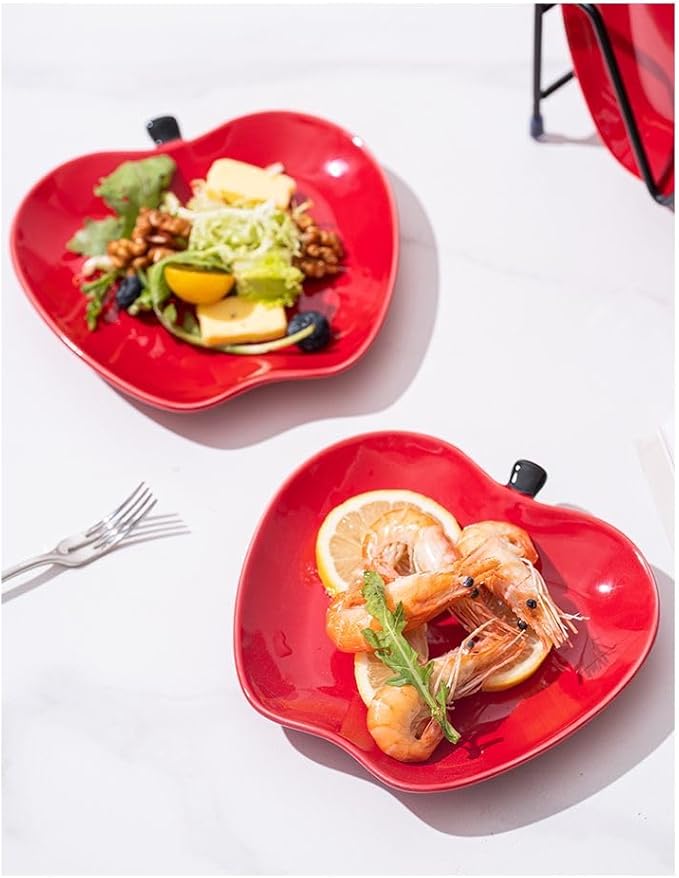 123Arts Apple Dessert Dishes Set Appetizer Plates, Ceramic Sushi Sauce Plates Seasoning Dishes,Set of 4