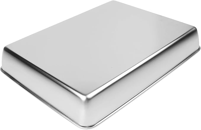 Stainless Steel Serving Tray with Deep Edges, Rectangular Food Platter for Kitchen, Camping, Picnics, School Cafeteria, Dishwasher Safe, Silver(40 * 35 * 5.5)