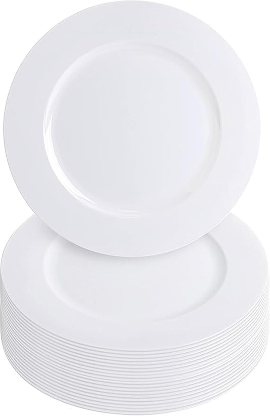PARTY BARGAINS 13-Inch Charger Plates - 16 Pack, White, Heavy-Duty Disposable Chargers for Elegant Dining - Ideal for Weddings and Formal Events