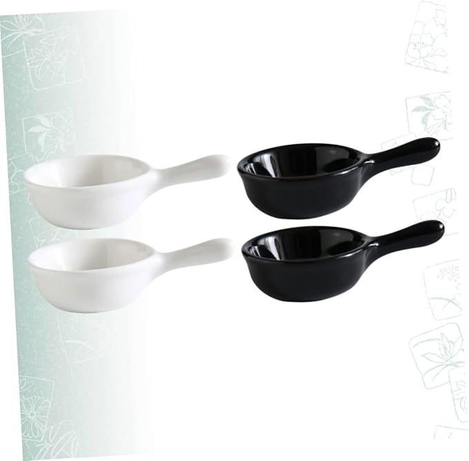 Luxshiny 4pcs Ergonomic Handle Ceramic Plate Japanese Dishes Snacks Holder Relish Tray Dessert Plate for Kitchen
