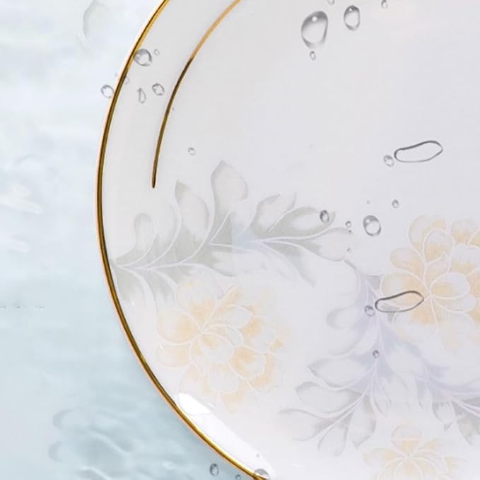 Dessert Plates Simple and Elegant Floral Ceramic Dinner Plate for Home High-end and Tableware Dinner Tableware
