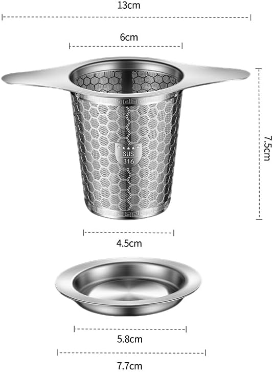 2 Pack Stainless Steel Tea Infuser, SUS 316 Grade Strainers Fine Mesh, Hexagonal Mesh Pattern With Wide Rim Loose Leaf Tea Steeper