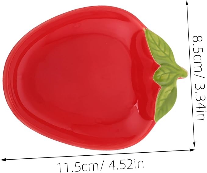 2pcs Creative Strawberry Ceramic Plates Cute Snack and Appetizer Dishes for Sushi Desserts and Sauces Easy to Clean Charming Fruit Shape Design