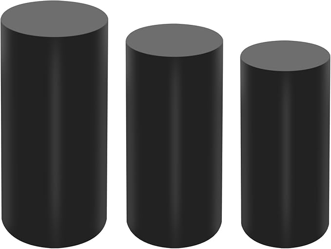 Eapmic Pedestal Stands for Party, Cake Pedestal Stand, Dessert Table Display Plinth Pillars, Sculpture Display Column Decoration Cube for Wedding Birthday (Black, Cylinder-3Pcs(27.56"+26"+23.62"))