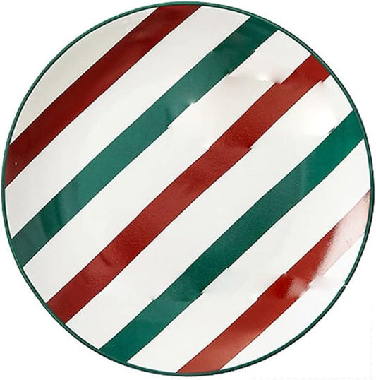Plates Christmas Dinnerware Set Plates and Bowls Tableware Decoration Coffee Mugs Plates Set Ceramic Xmas Set Porcelain Plate(A)