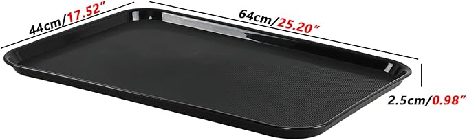 6 Packs Extra Large Plastic Trays, 25.2" x 17.52" Plastic Fast Food Serving Tray, Black