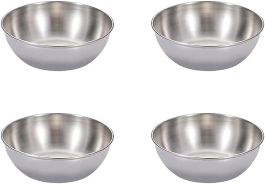 Stainless Steel Sauce Dishes,4 Pack Dipping Bowls,Small Bowls for Side dishes, Appetizer,Dip,Sushi.Reusable and Dishwasher Safe (4, Silvery)