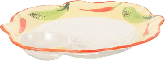 Creative Ceramic Dumpling Plate Sauce Dish Large Non-Stick Divided Serving Tray for Home Use for Sushi Appetizers and Snacks