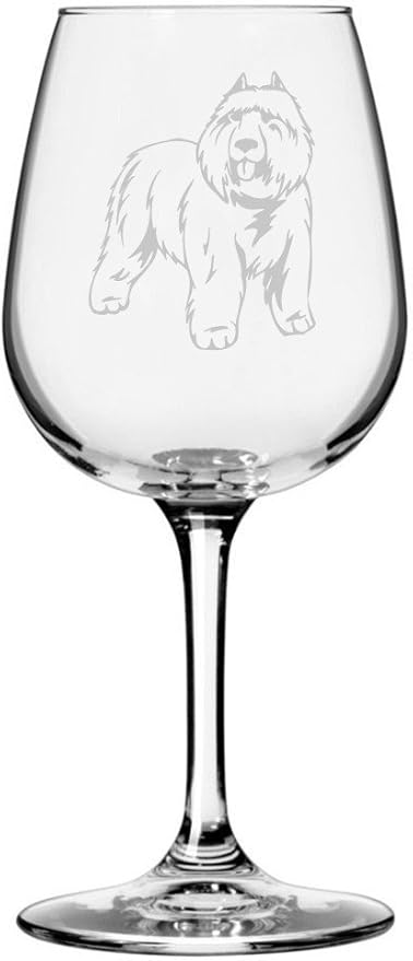 Etched Laser Art Bouvier des Flandres (Alternate) Personalized Dog Themed Etched 12.75oz Wine Glass Custom Dog Breed Wine Glasses, Ideal for Pet Lovers, Personalized Birthday Gift for Men & Women